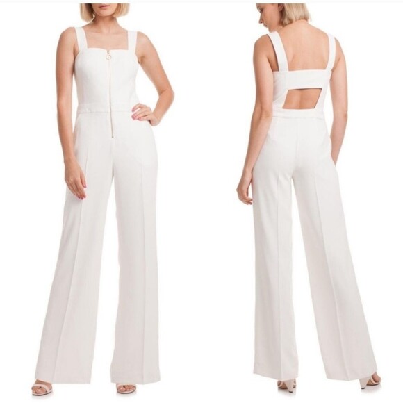 Trina Turk Pants - Trina Turk White Zipper Front Wide Leg Jumpsuit NWT Sz 14